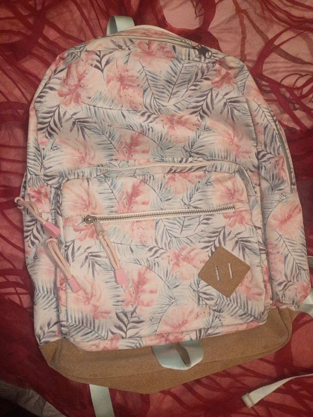 Floral Pink and Blue Women's Backpack